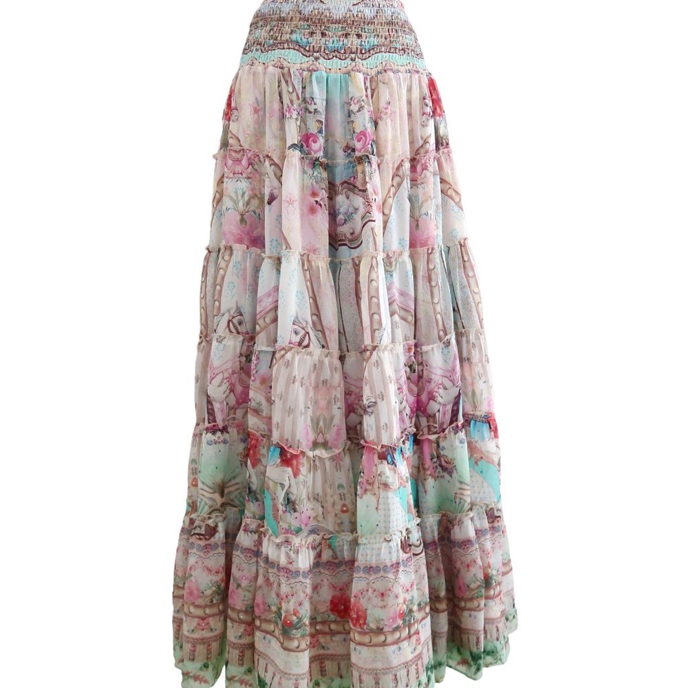 CAMILLA Carousel Sheer Tiered Circle Skirt / Strapless dress NWT - Picture 2 of 8